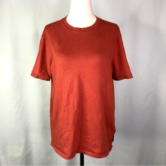 Ted Baker tee t-shirt short sleeve op art texture cubes terra cotta burnt red 2 - Picture 1 of 9